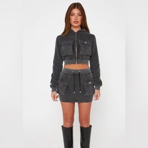 Charcoal Acid Wash Mini Skirt UK 10 US 6